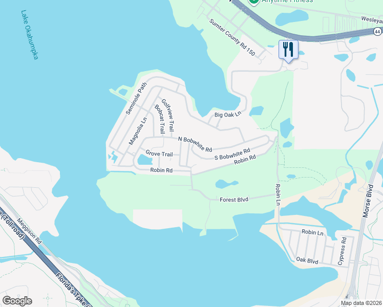 map of restaurants, bars, coffee shops, grocery stores, and more near 7 South Bobwhite Road in Wildwood