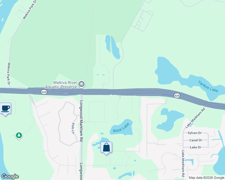 map of restaurants, bars, coffee shops, grocery stores, and more near 108 Yankee Lake Road in Sanford