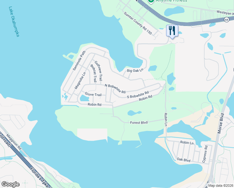 map of restaurants, bars, coffee shops, grocery stores, and more near 7 S Bobwhite Rd in Wildwood