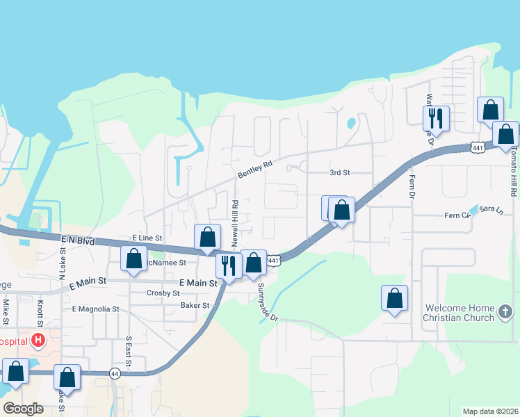 map of restaurants, bars, coffee shops, grocery stores, and more near 406 Newell Hill Road in Leesburg