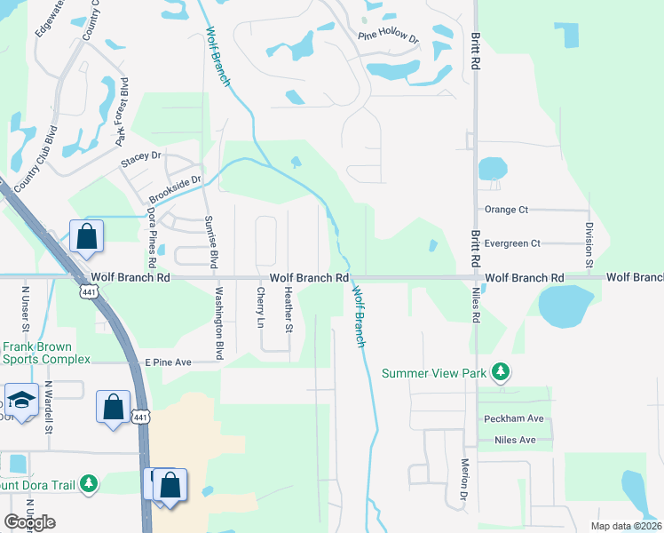 map of restaurants, bars, coffee shops, grocery stores, and more near 2130 Robert D Road in Mount Dora