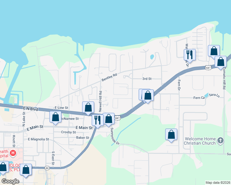 map of restaurants, bars, coffee shops, grocery stores, and more near 215 Fern Court in Leesburg