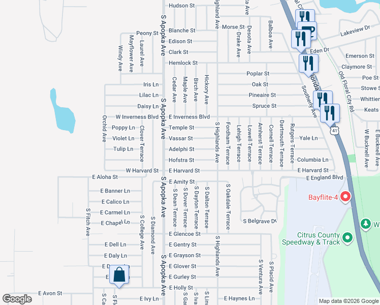 map of restaurants, bars, coffee shops, grocery stores, and more near 224 Adelphi Street in Inverness