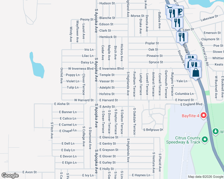 map of restaurants, bars, coffee shops, grocery stores, and more near 224 Adelphi Street in Inverness