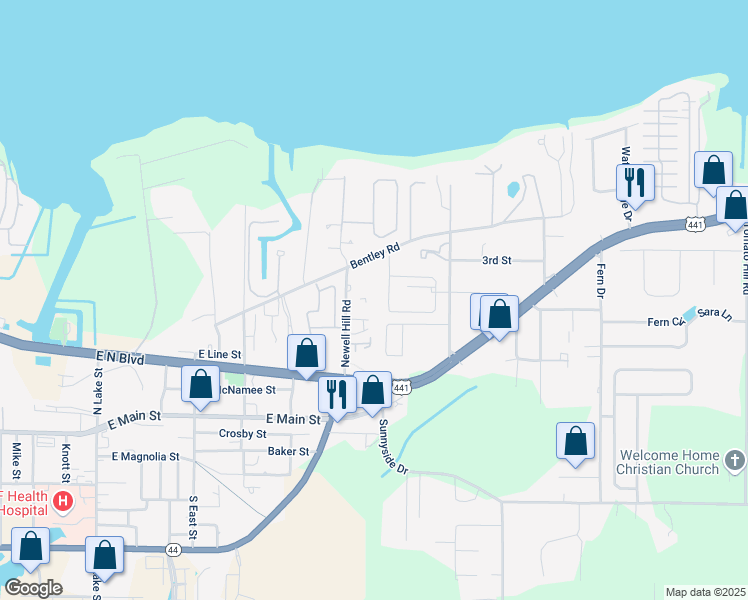 map of restaurants, bars, coffee shops, grocery stores, and more near 500 Newell Hill Road in Leesburg