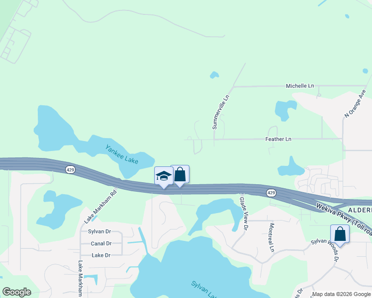 map of restaurants, bars, coffee shops, grocery stores, and more near 6109 Feather Lane in Sanford