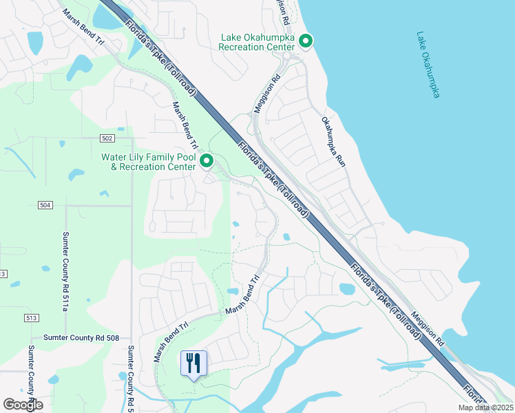 map of restaurants, bars, coffee shops, grocery stores, and more near 4811 Corder Run in The Villages