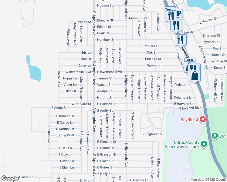 map of restaurants, bars, coffee shops, grocery stores, and more near 224 Adelphi Street in Inverness
