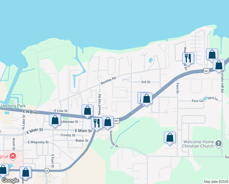 map of restaurants, bars, coffee shops, grocery stores, and more near 1446 Fernery Lane in Leesburg