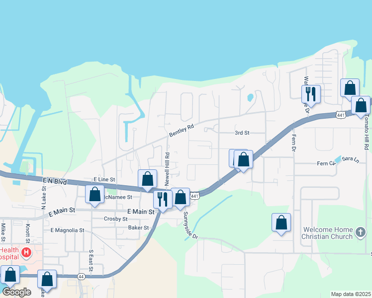 map of restaurants, bars, coffee shops, grocery stores, and more near 500 Newell Hill Road in Leesburg