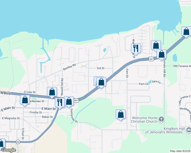 map of restaurants, bars, coffee shops, grocery stores, and more near 1600 2nd Street in Leesburg