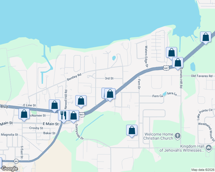 map of restaurants, bars, coffee shops, grocery stores, and more near 1600 2nd Street in Leesburg