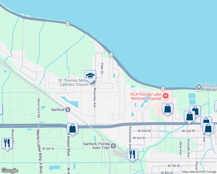 map of restaurants, bars, coffee shops, grocery stores, and more near 235 Venetian Bay Circle in Sanford