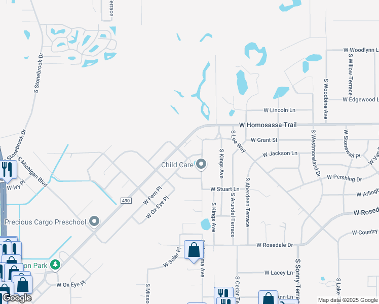 map of restaurants, bars, coffee shops, grocery stores, and more near 3137 South Lantana Way in Homosassa Springs