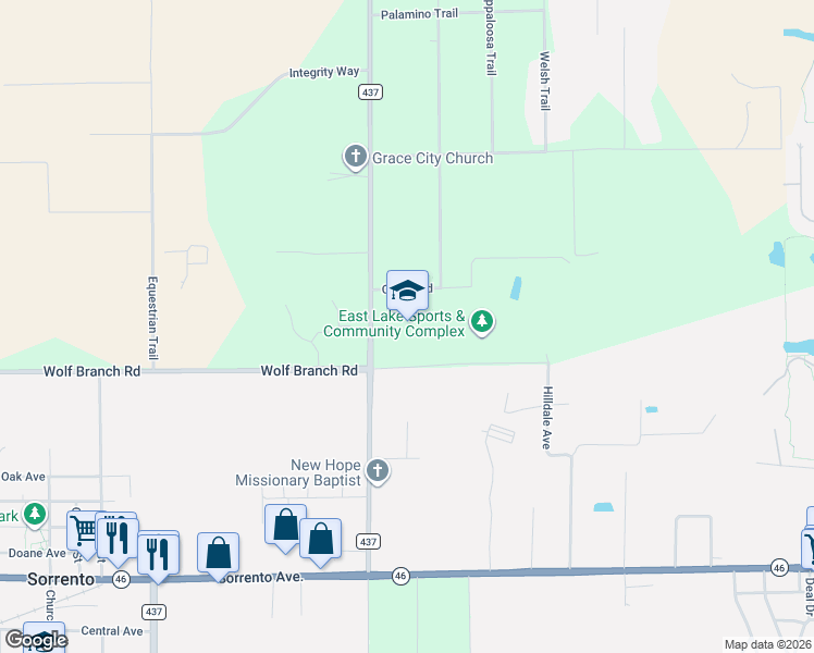 map of restaurants, bars, coffee shops, grocery stores, and more near 24605 Wallick Road in Sorrento
