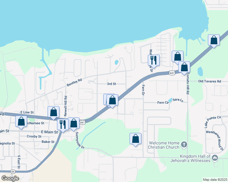 map of restaurants, bars, coffee shops, grocery stores, and more near 1610 2nd Street in Leesburg