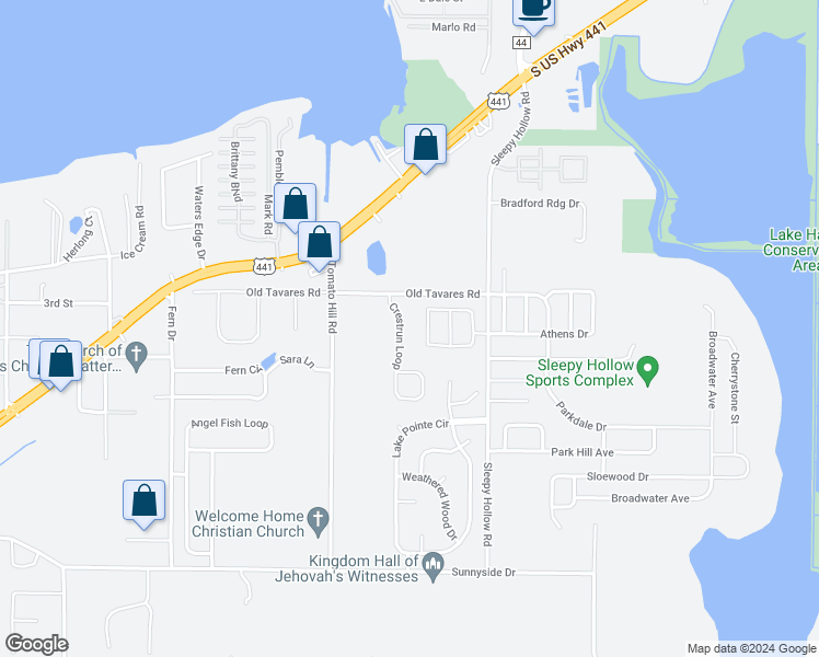 map of restaurants, bars, coffee shops, grocery stores, and more near 216 Crestrun Loop in Leesburg