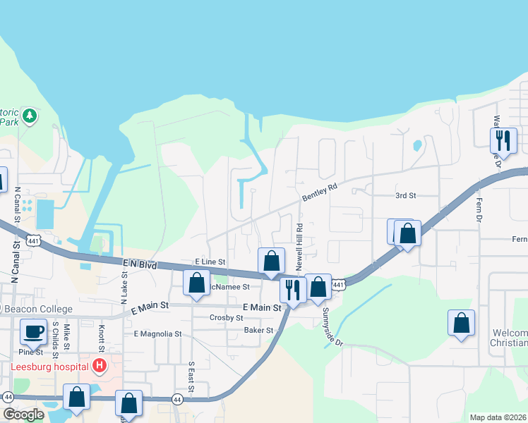 map of restaurants, bars, coffee shops, grocery stores, and more near 601 Yorktown Drive in Leesburg