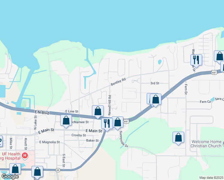 map of restaurants, bars, coffee shops, grocery stores, and more near 500 Newell Hill Road in Leesburg