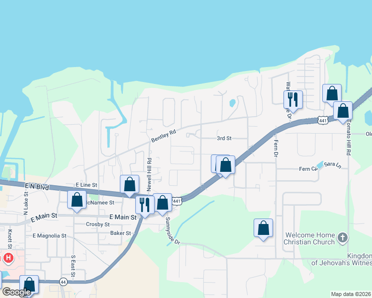 map of restaurants, bars, coffee shops, grocery stores, and more near 1446 Fernery Lane in Leesburg