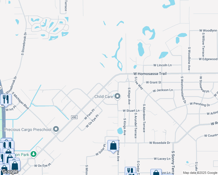 map of restaurants, bars, coffee shops, grocery stores, and more near 7650 West Homosassa Trail in Homosassa