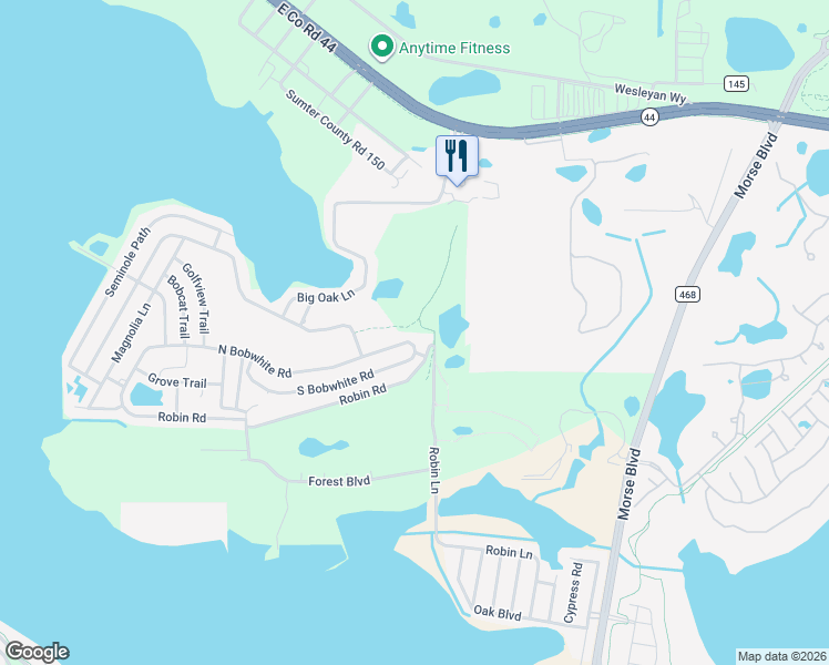 map of restaurants, bars, coffee shops, grocery stores, and more near 91 North Bobwhite Road in Wildwood