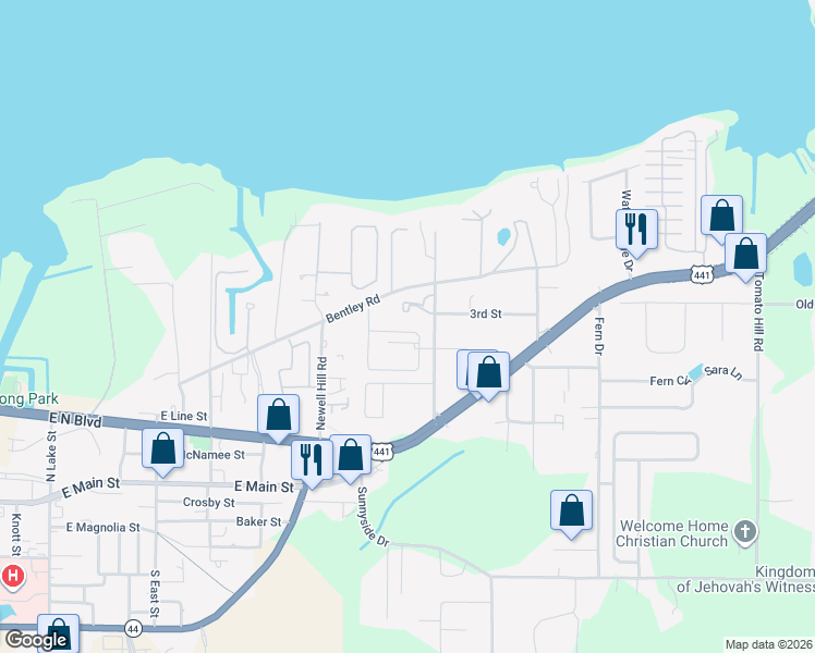 map of restaurants, bars, coffee shops, grocery stores, and more near 1446 Fernery Lane in Leesburg