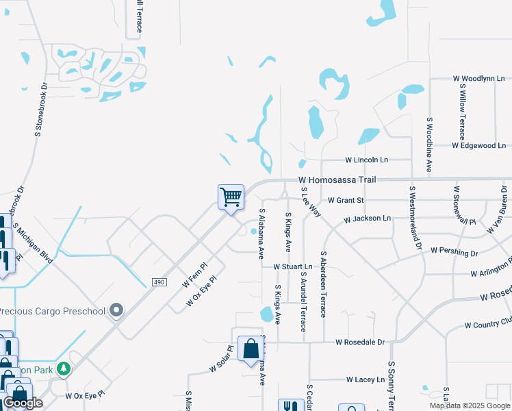 map of restaurants, bars, coffee shops, grocery stores, and more near 3132 South Alabama Avenue in Homosassa