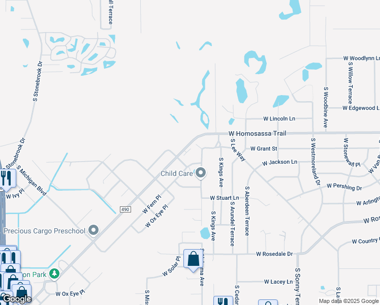 map of restaurants, bars, coffee shops, grocery stores, and more near 3132 South Alabama Avenue in Homosassa