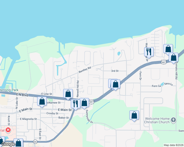 map of restaurants, bars, coffee shops, grocery stores, and more near 1446 Fernery Lane in Leesburg