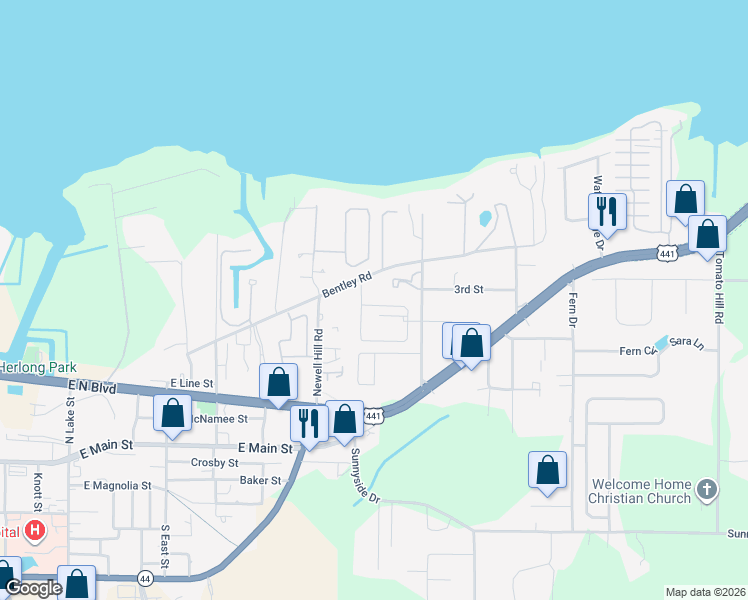 map of restaurants, bars, coffee shops, grocery stores, and more near 1446 Fernery Lane in Leesburg