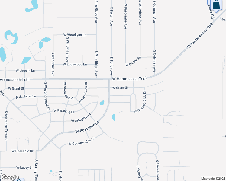 map of restaurants, bars, coffee shops, grocery stores, and more near 6429 West Beaumont Lane in Homosassa