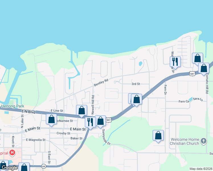 map of restaurants, bars, coffee shops, grocery stores, and more near 1446 Fernery Lane in Leesburg