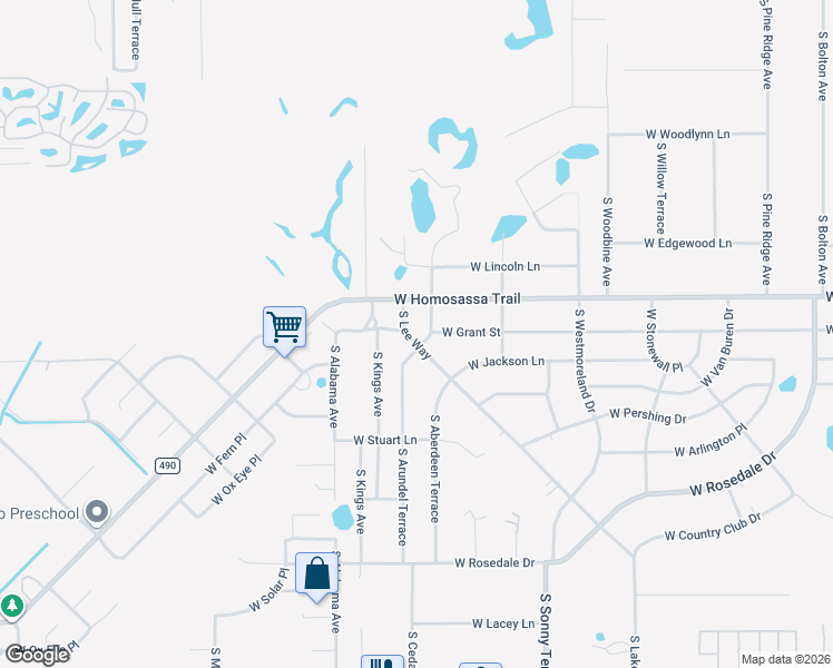 map of restaurants, bars, coffee shops, grocery stores, and more near 7425 West High Place in Homosassa