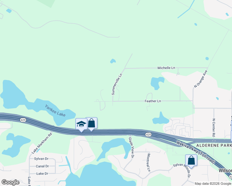 map of restaurants, bars, coffee shops, grocery stores, and more near 6074 Feather Lane in Sanford