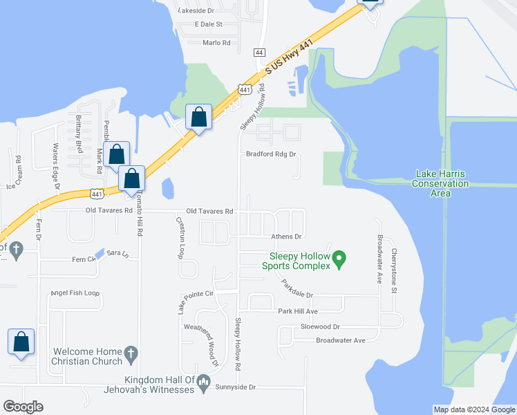 map of restaurants, bars, coffee shops, grocery stores, and more near 2614 Savannah Drive in Leesburg