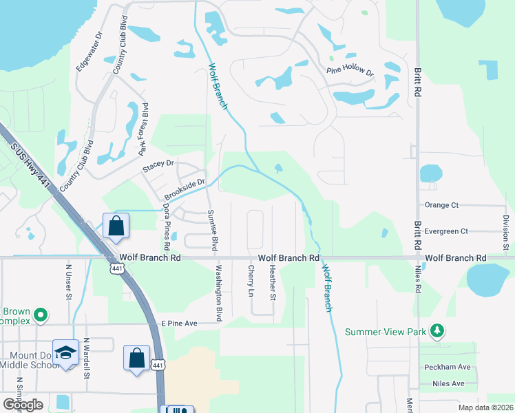 map of restaurants, bars, coffee shops, grocery stores, and more near 2211 Wolf Ridge Lane in Mount Dora