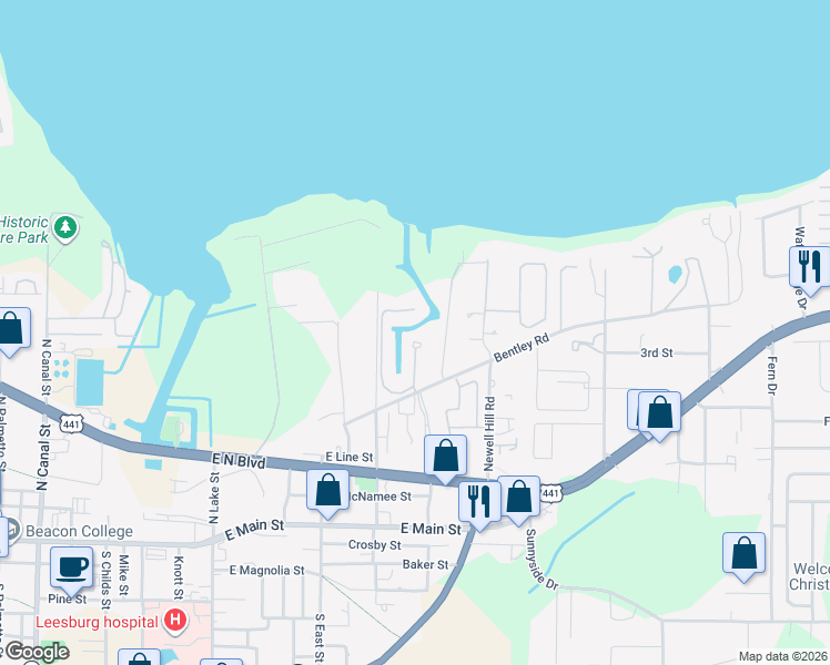 map of restaurants, bars, coffee shops, grocery stores, and more near 6 Weston Road in Leesburg