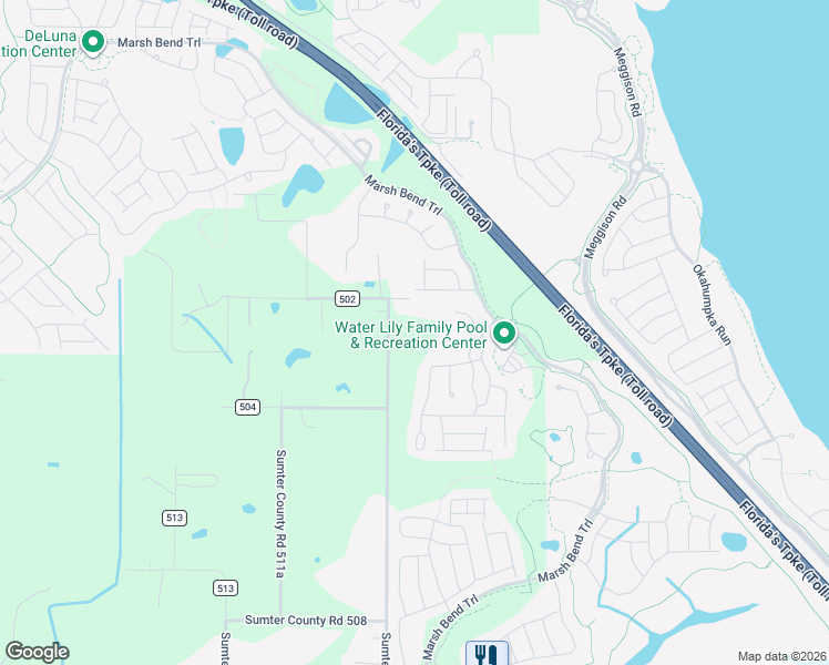 map of restaurants, bars, coffee shops, grocery stores, and more near 4279 County Road 507 in Wildwood