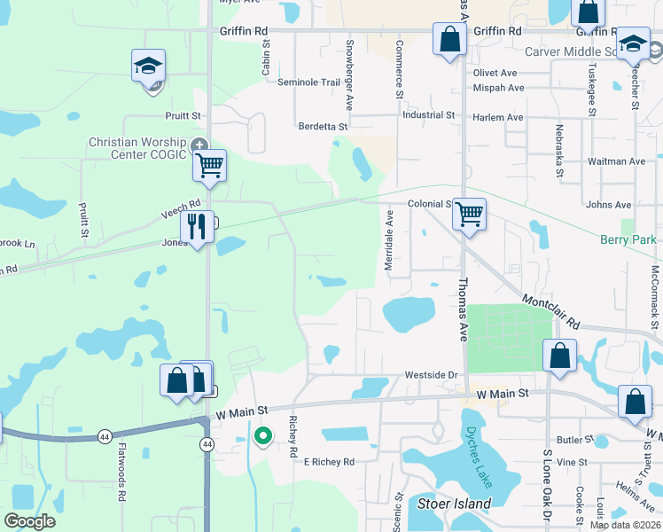 map of restaurants, bars, coffee shops, grocery stores, and more near 2711 Gregory Road in Leesburg