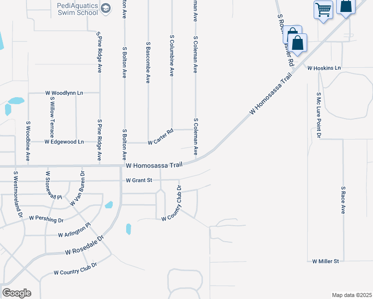 map of restaurants, bars, coffee shops, grocery stores, and more near 2910 South Coleman Avenue in Homosassa
