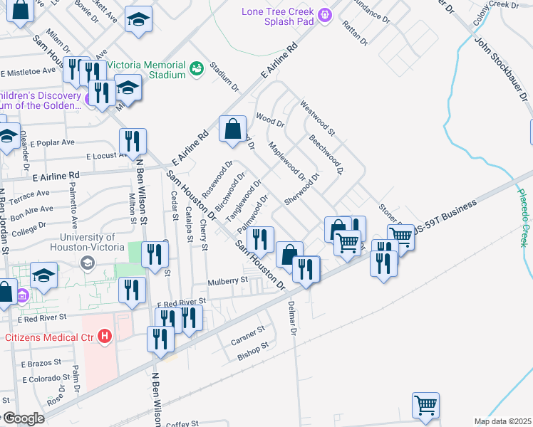 map of restaurants, bars, coffee shops, grocery stores, and more near 137 Sherwood Drive in Victoria