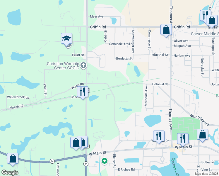 map of restaurants, bars, coffee shops, grocery stores, and more near 808 Montclair Road in Leesburg