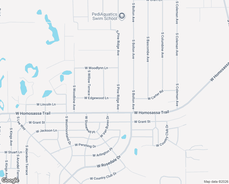 map of restaurants, bars, coffee shops, grocery stores, and more near 2840 South Pine Ridge Avenue in Homosassa