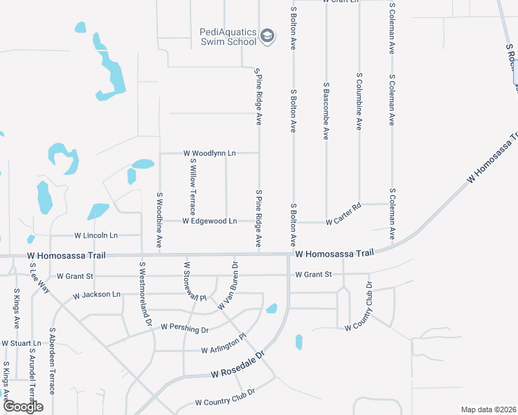 map of restaurants, bars, coffee shops, grocery stores, and more near 2840 South Pine Ridge Avenue in Homosassa