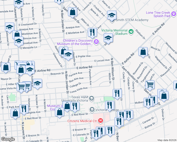map of restaurants, bars, coffee shops, grocery stores, and more near 2406 Terrace Avenue in Victoria