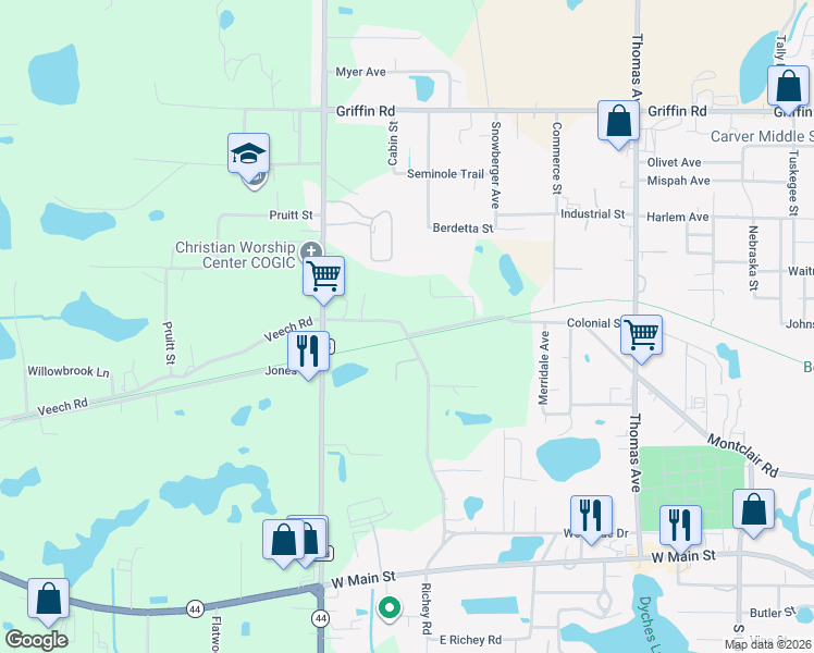 map of restaurants, bars, coffee shops, grocery stores, and more near 808 Montclair Road in Leesburg