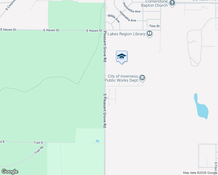 map of restaurants, bars, coffee shops, grocery stores, and more near 630 Pleasant Grove Road in Inverness