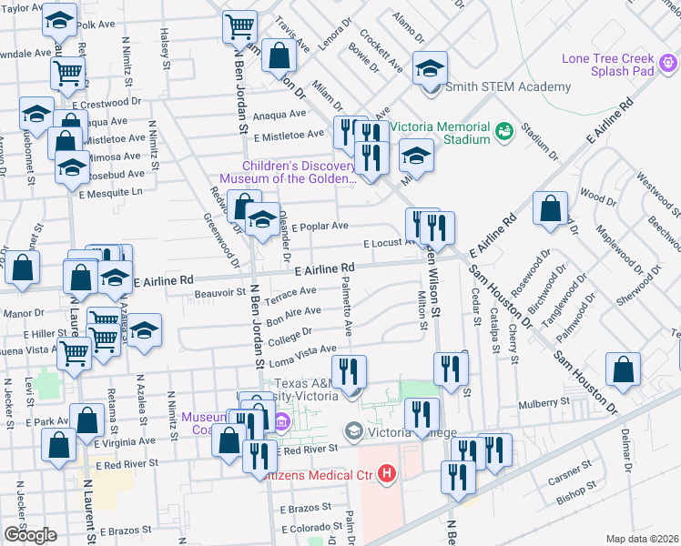 map of restaurants, bars, coffee shops, grocery stores, and more near 2406 Terrace Avenue in Victoria