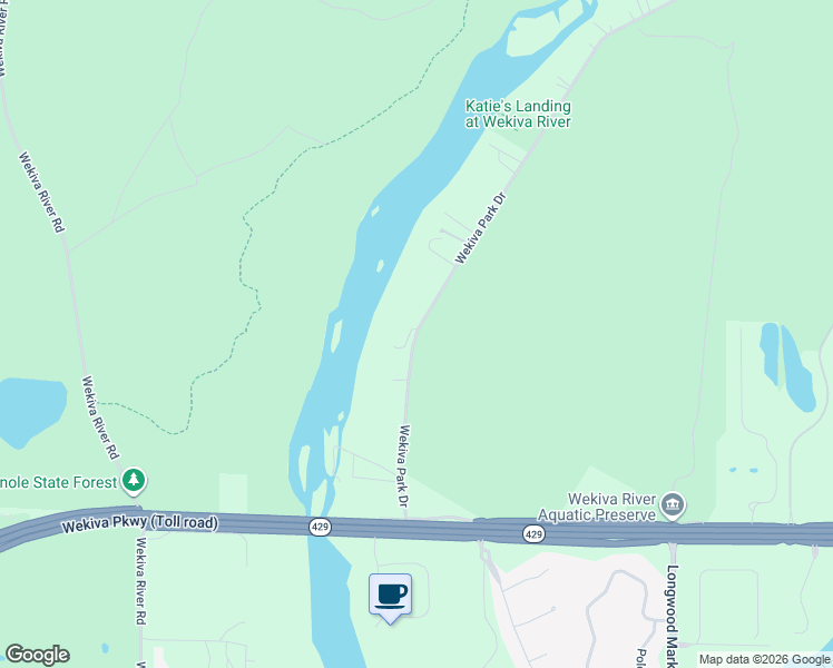 map of restaurants, bars, coffee shops, grocery stores, and more near 184 Wekiva Park Drive in Sanford